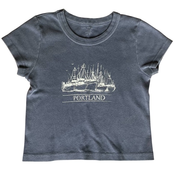 Brandy Melville Tops - 💖 5 for $25 💖 Brandy Melville Blue Gray Graphic Cotton Top– One Size (Fits XS/S)